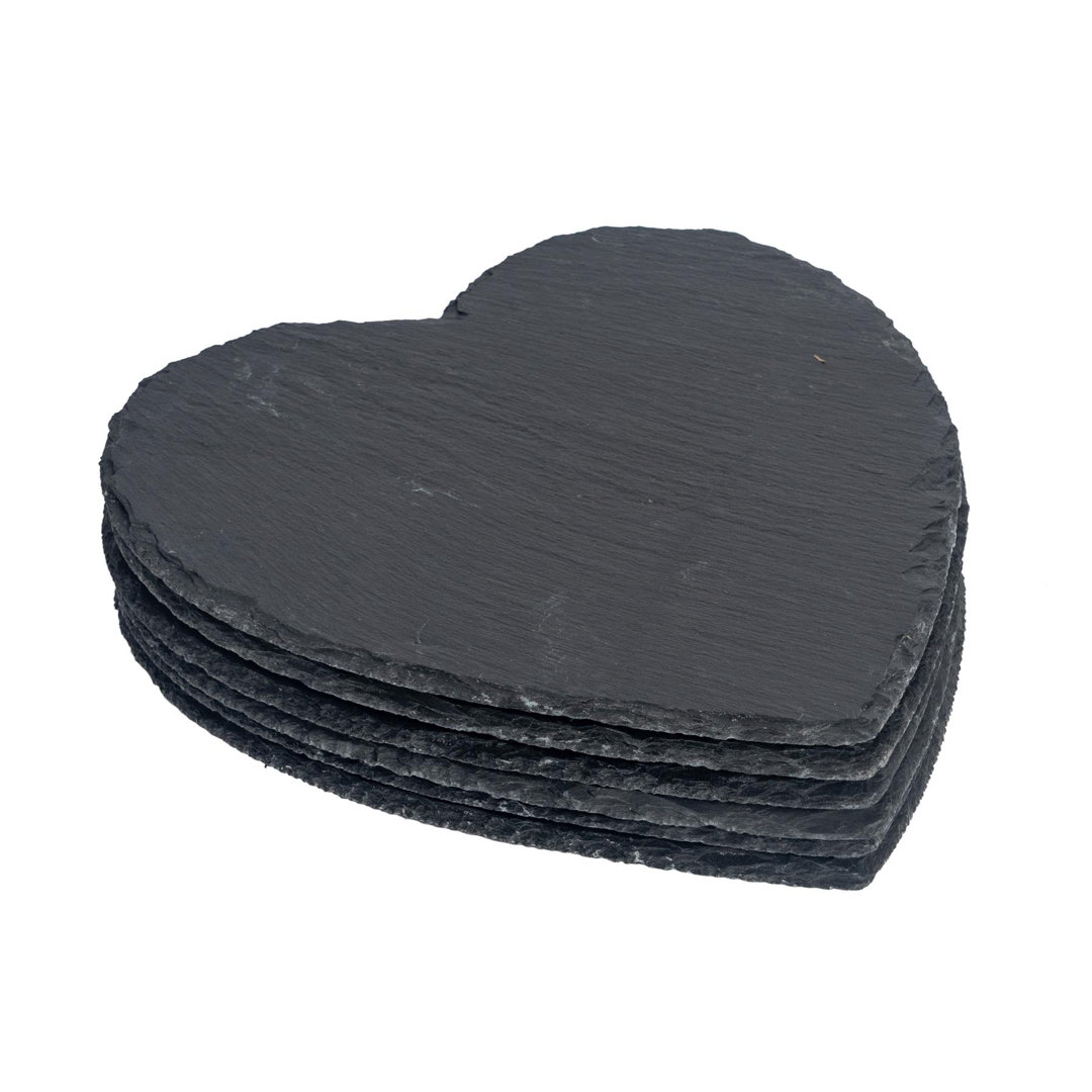 Argon Tableware Dark/Grey 25Cm Heart Slate Placemats - Pack Of Six - Image 2