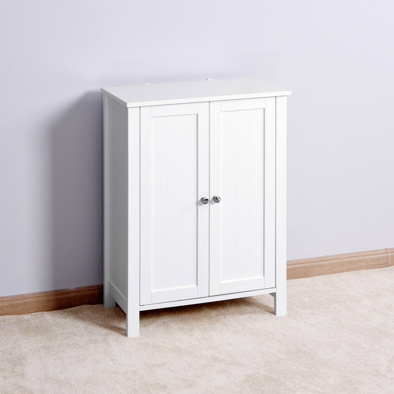 Armoire de salle de bain blanche avec porte double et tablette réglable - faite de matériaux pour la durabilité du plancher dans les portes