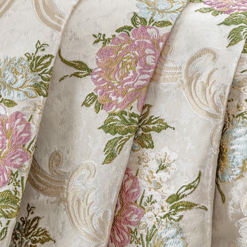 Jeté classique en damas pour canapé-lit, couverture décorative de luxe avec motifs floraux 52 po x 72 po, Floral beige