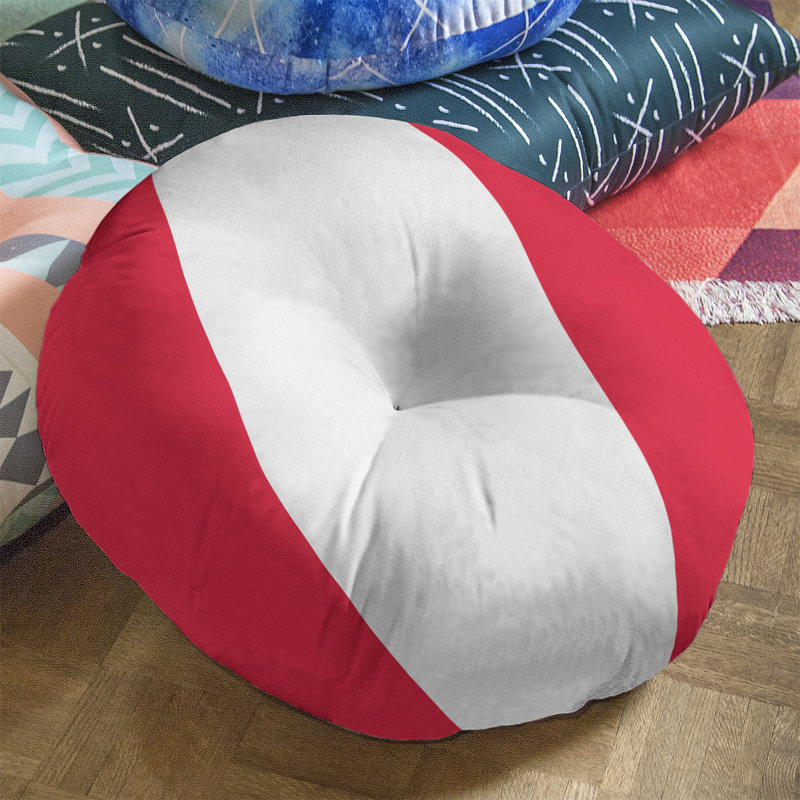 Coussin de sol touffeté arizona, 26 po x 26 po, Rouge / Blanc