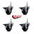 3 Inch Hard Rubber 3/8 Inch Threaded Stem Caster Set with Brake