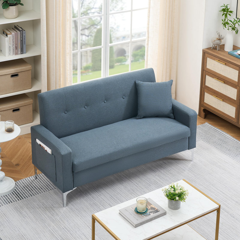 Canapé double confortable de 57 pouces: avec fonction de rangement intégré, il convient aux salons, aux appartements et aux bureaux à domicile, et peut également jouer avec l'esthétique pratique dans de petits espaces, gris