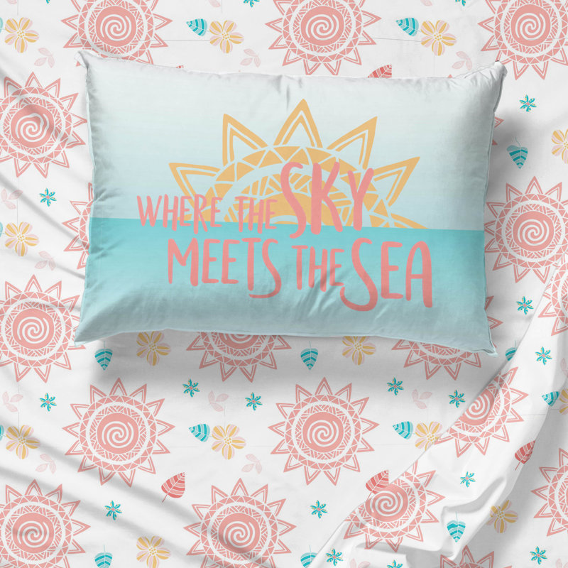 Ensemble de literie 7 pièces avec taies décoratives Disney Moana Sky & Sea, Édredon double et 6 pièces supplémentaires