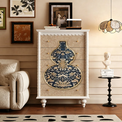 Commode à tiroirs en bois massif de style français