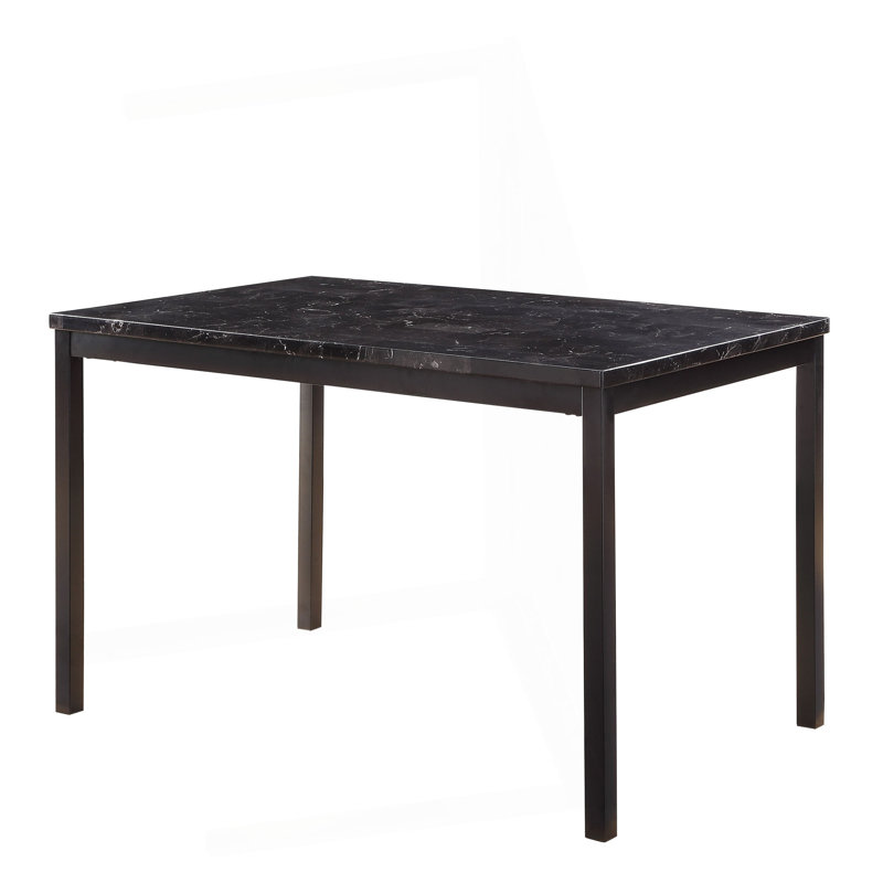 Cadre de table de salle à manger 1 pièce en faux marbre noir, H 30 po x L 48 po x l 30 po, Noir