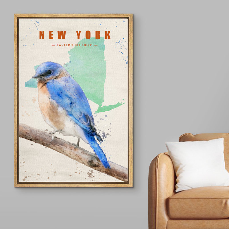Oiseau bleu de New York IDÉE4WALL, H 24 po x l 16 po x P 1,5 po, Brun