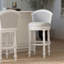 Tabouret de bar de 31 po avec dossier rembourré, siège pivotant, blanc et gris, installation rapide à 180 degrés, profondeur de 23,11 po, largeur de 23,11 po, structure pivotante à hauteur de 43,67 po et cadre blanc, confortable, poids de 45,99 lb
