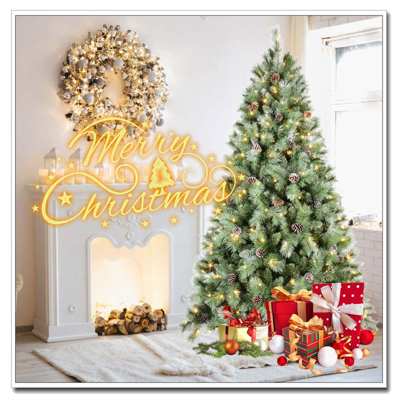 Arbre de Noël 7,5 pi avec 450 lumières DEL blanc chaud, H 7,5 pi