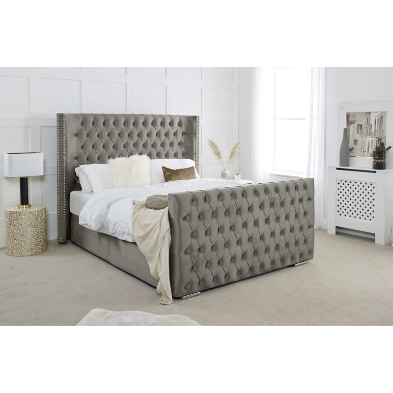 Jaina Upholstered Bed, Single (3'), Grey