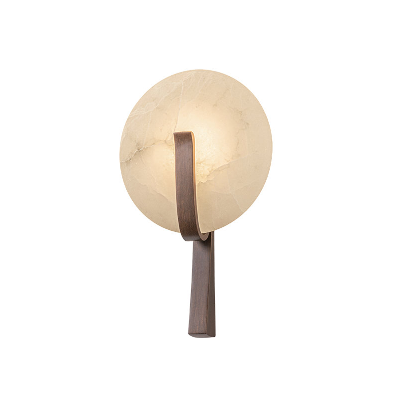 Thira 9.75" Alabaster Wall Sconce, Bronze Leaf