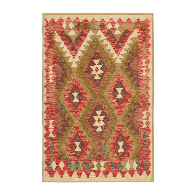 Tapis de zone orange/brun/crème contemporaine, Rectangle 2 pi x 4 pi