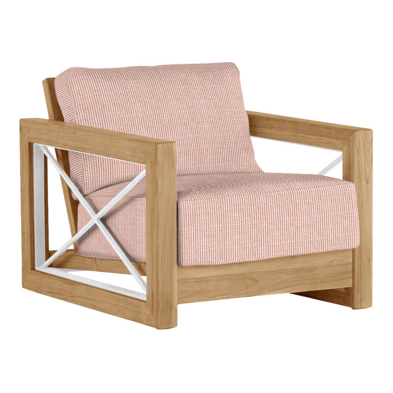 Malta Teak Outdoor Lounge Chair, No welt + Standard fill, Natural Teak, Perigold Replay Clay