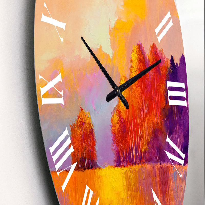 Autumn Coloured Forest Treescape XIII - Farmhouse wall clock, Small