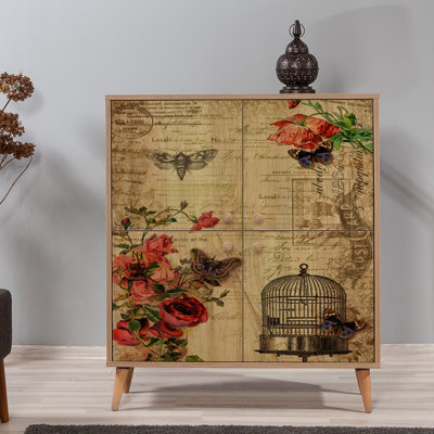 Multi-Purpose Cabinet with Hornbeam Legs, Sonoma Oak Finish, 37.4 x 43.7 x 14.2 inches | 100% Melamine Coated Particle Board, UV Coated, Metal & Rope Handles | Numerous Shelves, Wall-Mountable, Elegant Nostalgia Design
