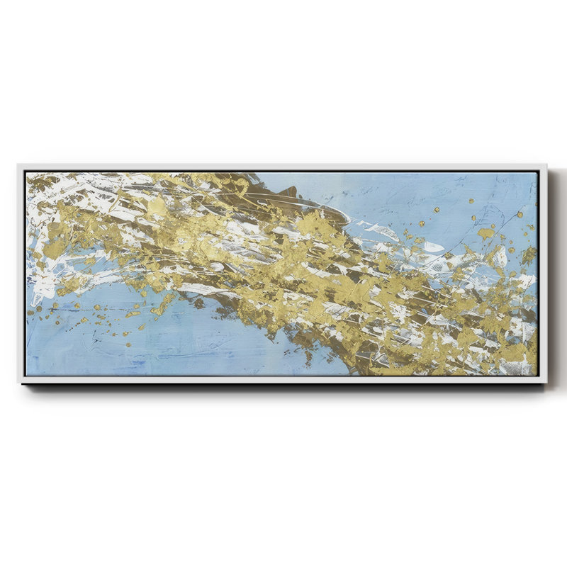 Mistral V in Azure - Framed Canvas, 20" H x 50" W