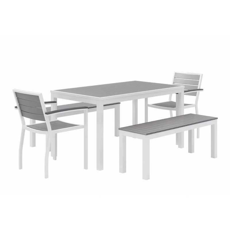 Table carrée en acrylique / plastique L 32 po Eveleen, Gris / blanc