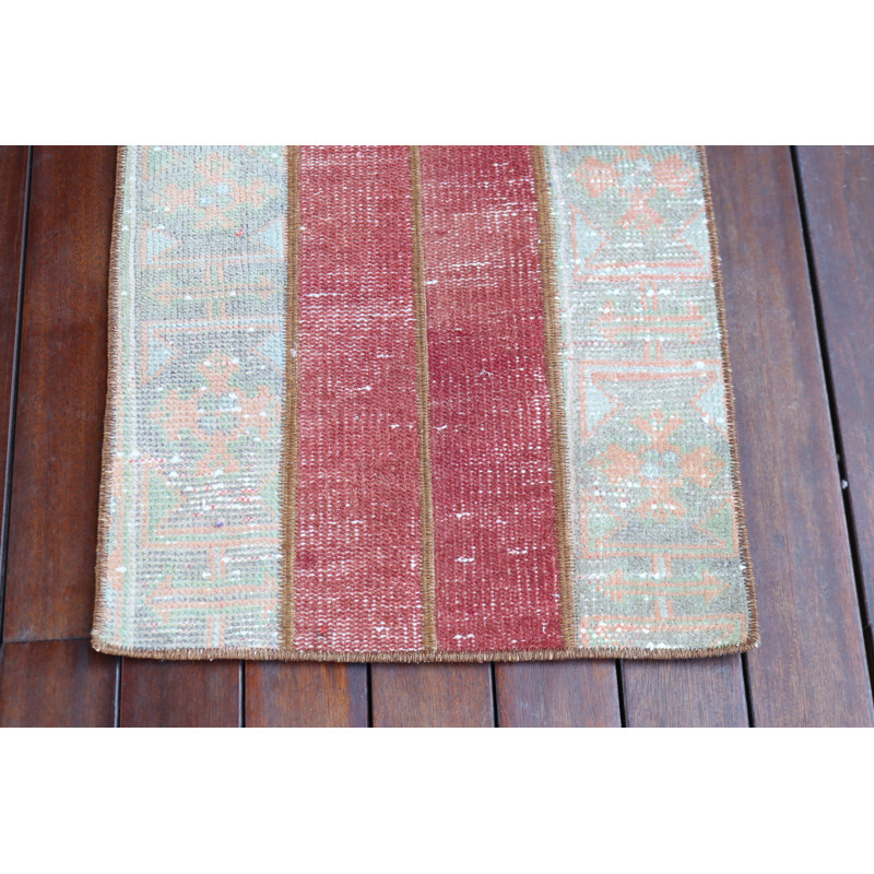 Vintage Turkish Handmade Area Rug in Rustic Style for Bohemian Decor and Accent in the Entryway