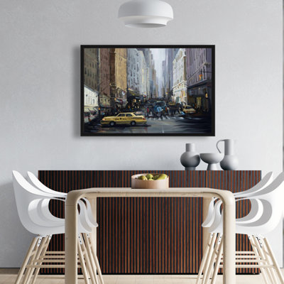 Dans la ville - Toile encadrée brune pour décoration intérieure