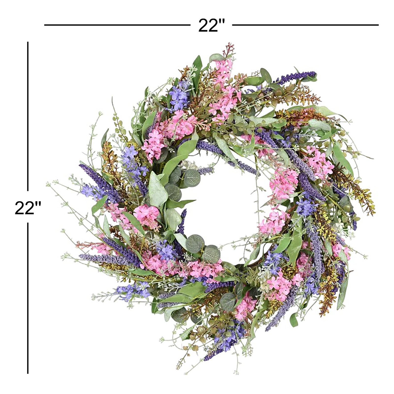 22" Artificial Spring Summer Blossoms Cluster Wildflower Berry Greenery Foliage Front Door Wreath