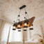 Lustre 6 lumières en bois Farmhouse