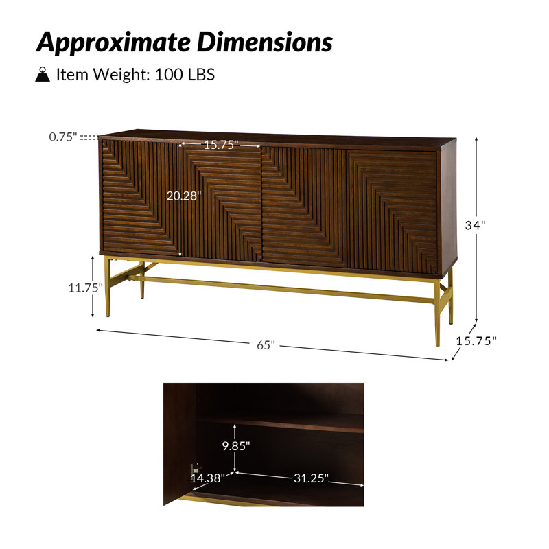 Buffet de 65 po de largeur Paniagua, Noyer