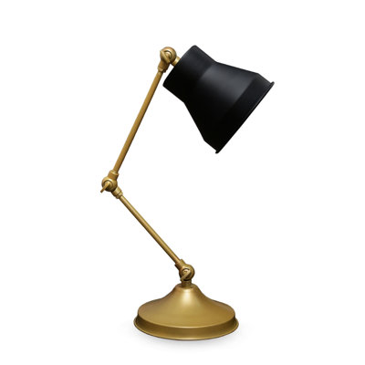 Lampe de table moderne, noire et dorée, 16,9 po x 16,9 po | Fabrication 100% métal, hauteur: 16,9 pouces, longueur du câble: 59,1 pouces | Douille E14, 40 W maximum | Design glamour scandinave élégant pour la maison et le bureau