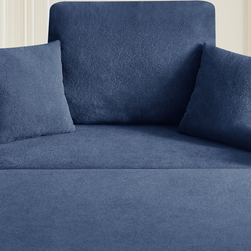 Canapé convertible en velours de 71 po avec 2 coussins Boneless, Marine