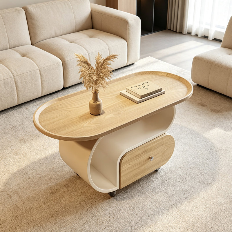 Modern Small Apartment Mobile Storage Coffee Table