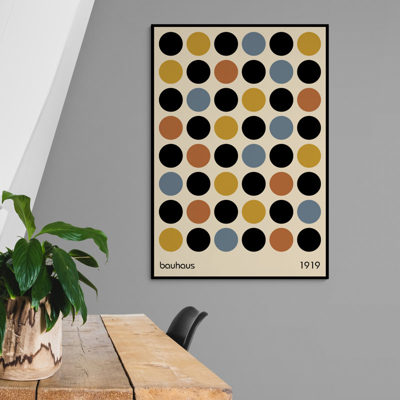 Bauhaus Coloured Circles Abstract - Wrapped Framed Canvas Wall Art, 81cm H x 61cm W x 4cm D