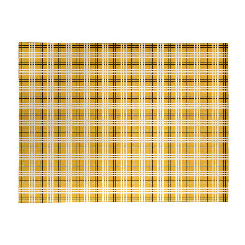 Tapis jaune à carreaux, Rectangle 8 pi x 10 pi