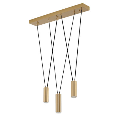 3-Light Brass Chandelier With White Acrylic Diffusers