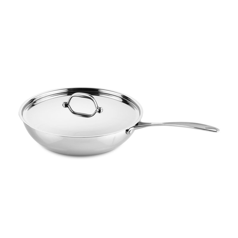 Wok antiadhésif en acier inoxydable 18/10 avec couvercle MEPRA GLAMOUR DIAMOND 11 po