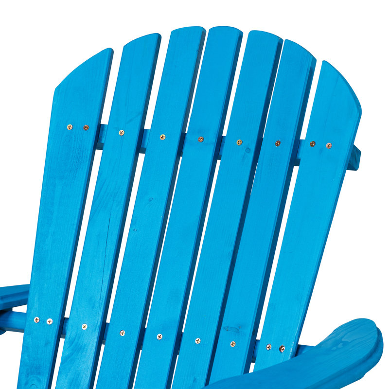 Chaise Adirondack pliante en bois massif Philbrick, Bleu