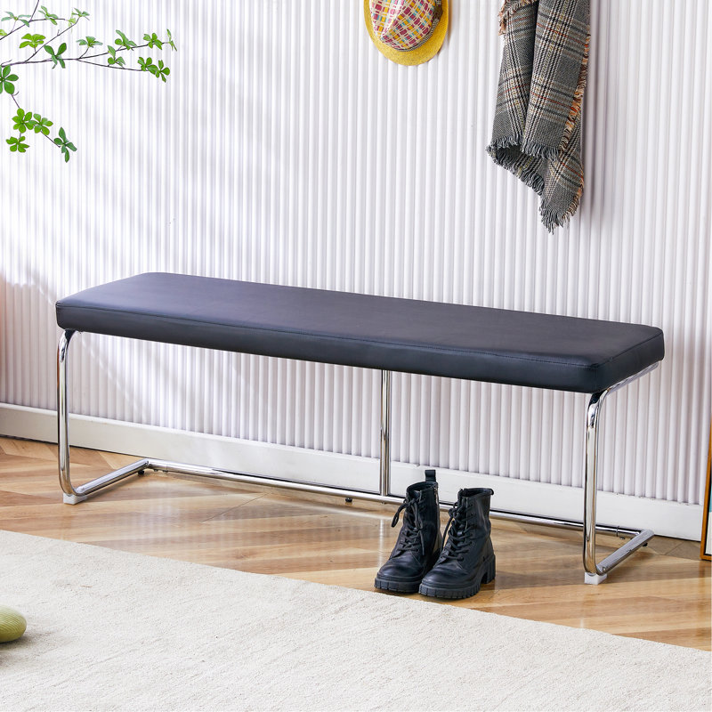 Banc à langer avec pieds en métal argenté, Noir