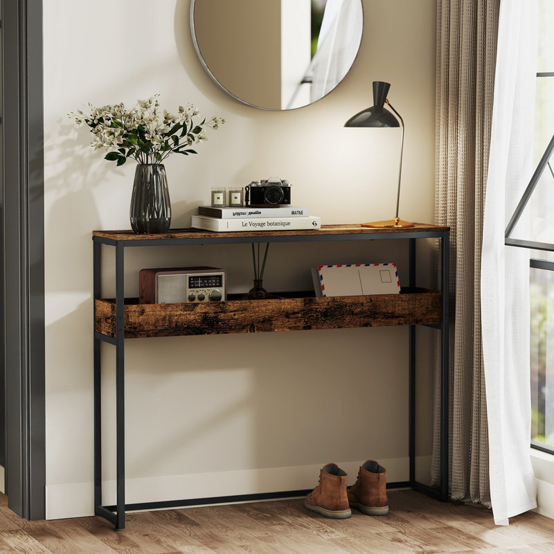 Console 39,4 po avec 2 compartiments, Brun rustique