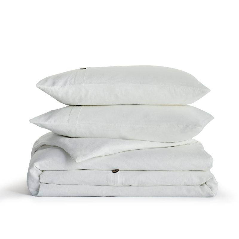 Thorold 3 Piece Duvet Cover Set, White, California King Duvet Cover + 2 Shams