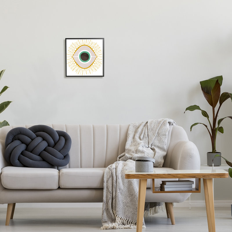 Art contemporain, symbole du mauvais œil encadré sur bois par Ziwei Li, impression, Giclée encadrée noir minuit