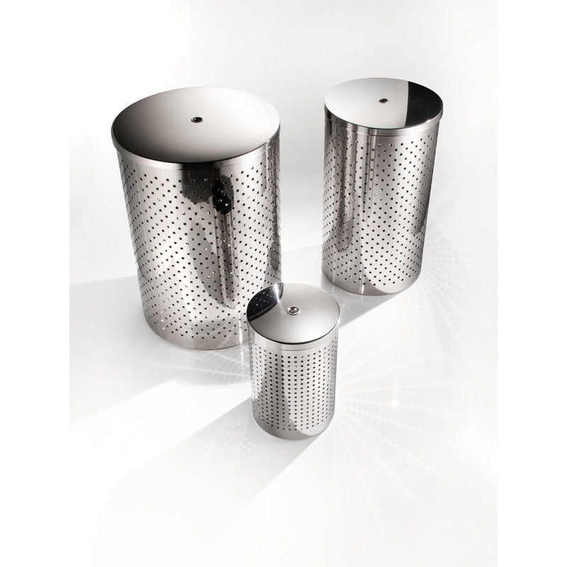 Basket 1.3 Gallons Steel Waste Bin, Stainless Steel, 21.3" H x 12.2" W x 12.2" D