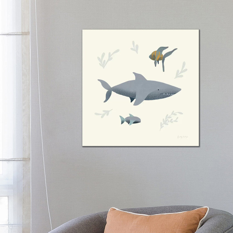 Ocean Life Shark by Becky Thorns - Wrapped Canvas Print, 66.04 cm H x 66.04 cm W x 1.91 cm D