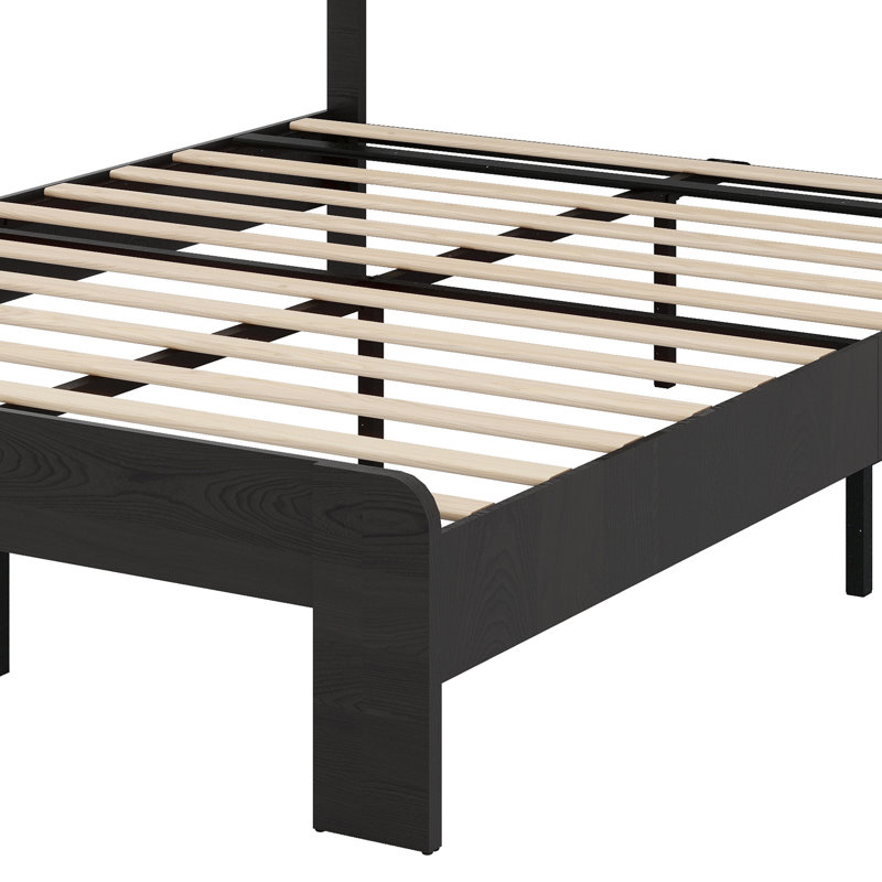 Lit plateforme en bois silencieux et robuste avec rangement spacieux sous le lit, Double