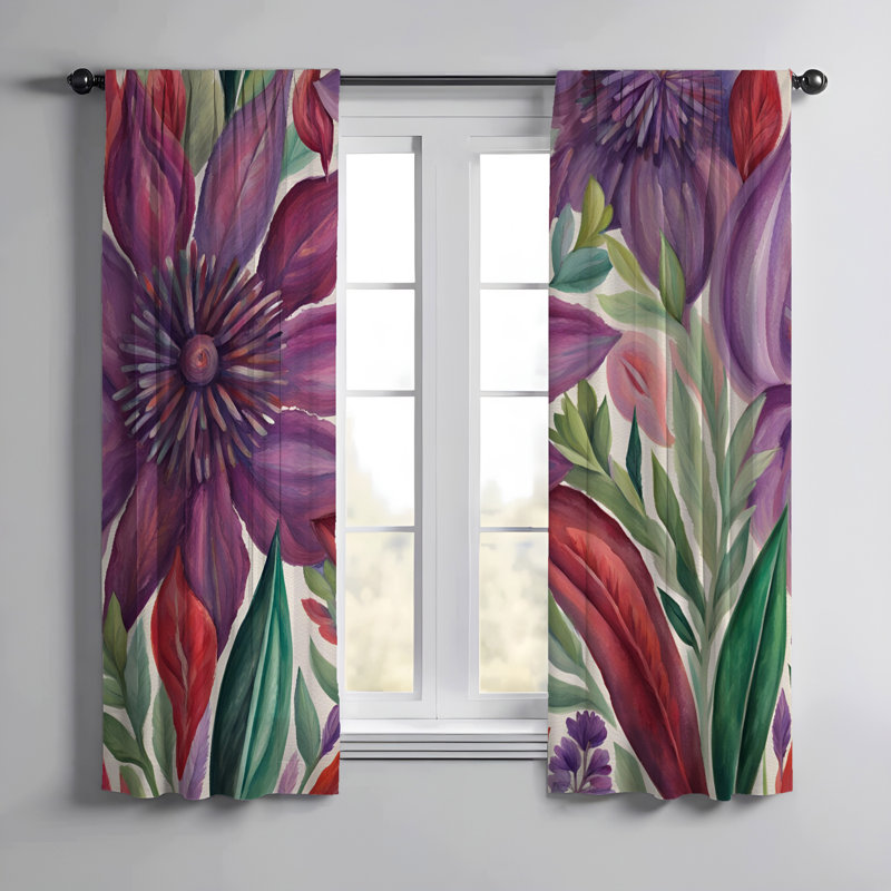 Paire de rideaux semi-transparents en polyester Emyleigh, L 40 po x L 52 po