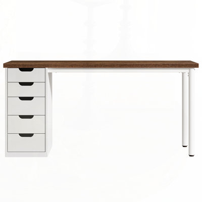 Bureau d'ordinateur 47 po avec 5 tiroirs et armoire réversible