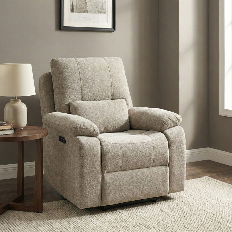 Tation Chenille Electric Recliner Chair, Fossil
