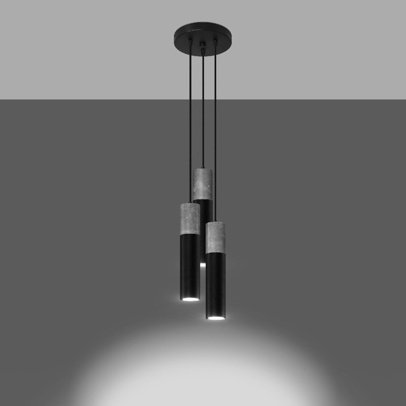 Amberle 3 - Light Cylinder Pendant, Black