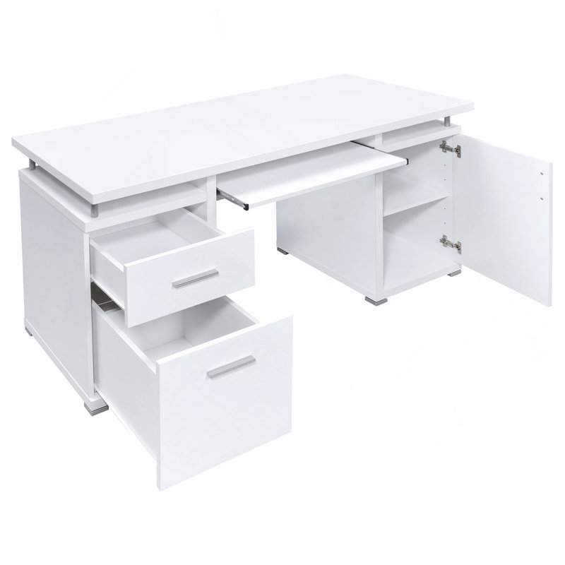 Bureau d'ordinateur avec 2 tiroirs et armoire