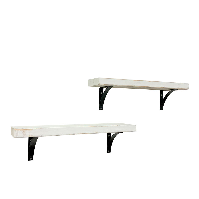 2 Piece Pine Accent Shelf, 7" H x 24" W x 5.5" D, Walnut