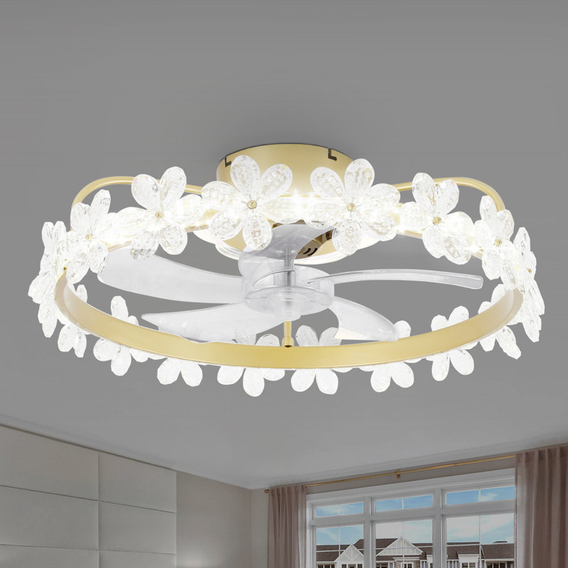 Ventilateur de plafond encastré en cristal 21 po avec lumières Dalston et télécommande / commande APP pour chambre à coucher Dalston