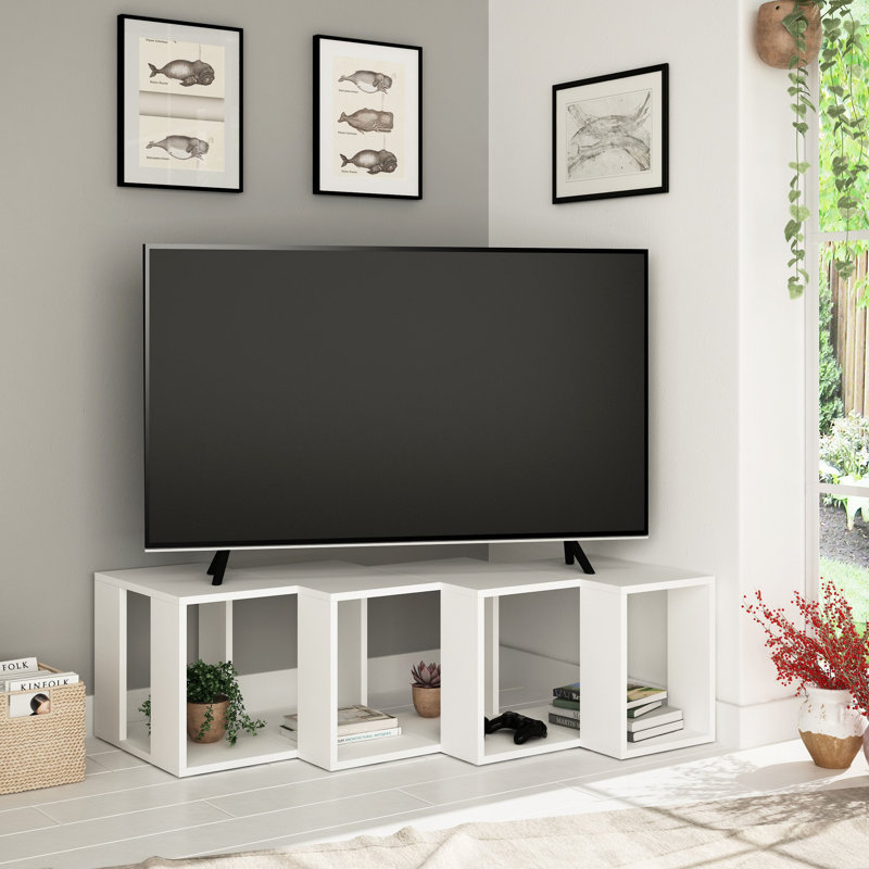 Meuble télé de coin pour téléviseur de 65 po ou moins Armelda, Blanc