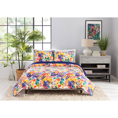 Garden in Bloom Floral 100% Cotton Reversible Quilt Set