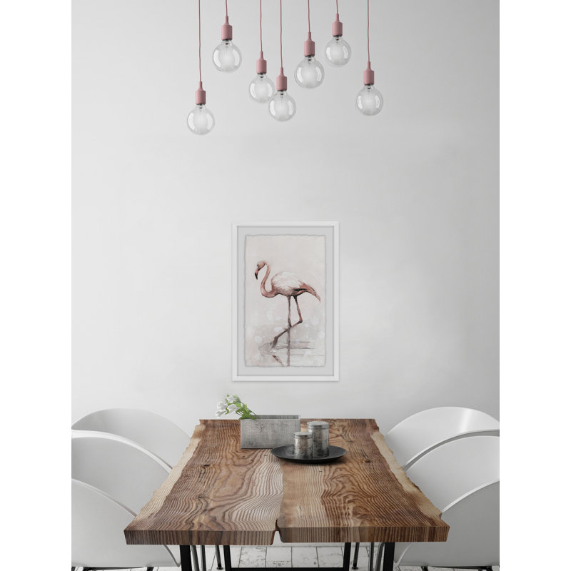 «Flamingo Splash», reproduction sur toile, H 45 po x l 30 po x P 1,5 po, Cadre flottant blanc